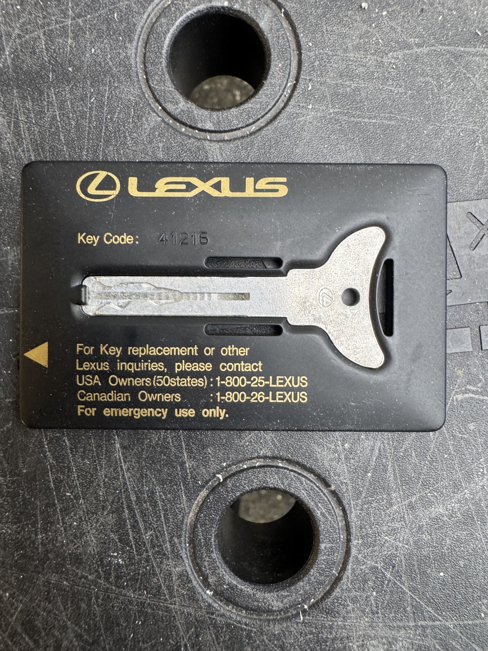 Lexus Emergency Flat Wallet Key Card Replacement Spare Key Code 41216 Black